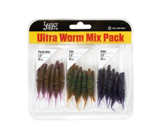 Lucky John Pro Series ULTRA WORM Mix Pack 2.0in MIX1, 30шт.
