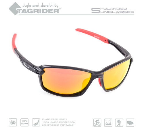 Очки поляризационные Tagrider N20-45 GOLD RED MIRROR в чехле