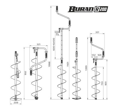 Ледобур двуручный Тонар Buran 200R (правое вращение)