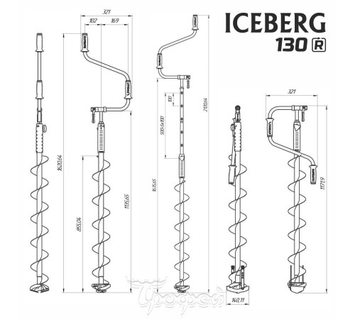 Ледобур двуручный Тонар Iceberg Siberia 130 v3.0 (правое вращение)