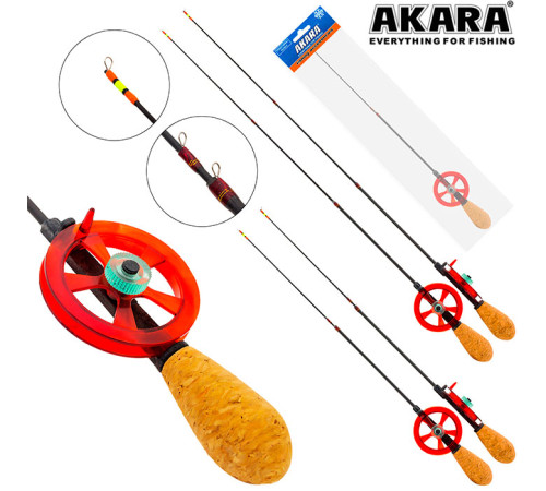 Удочка телескопическая зимняя Akara HFTC-2 с катушкой Red (2 секции)