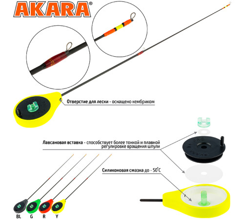 Зимняя удочка Akara Ice Pro SP-1C-Y, тест: 1-8 г, длина 35 см