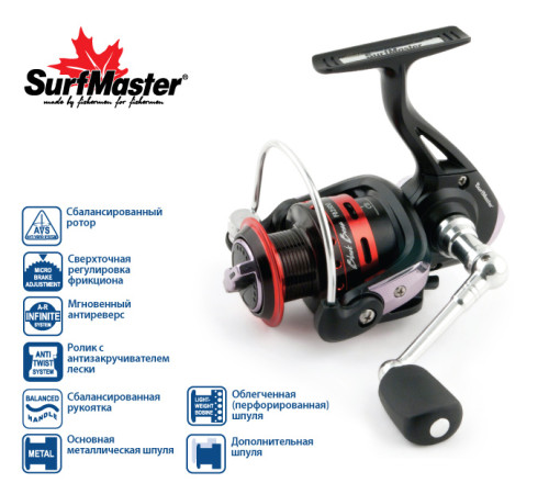 Безынерционная катушка Surf Master Black Bass 1500A FD