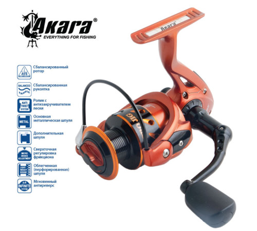 Безынерционная катушка Akara Pro Jig PJF1000. 5 ш.п. + 1 р.п.