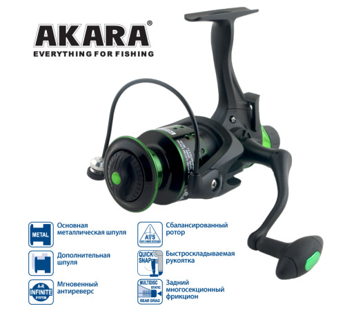 Безынерционная катушка с байтраннером Akara Geden Carp FG4000. 3 ш.п. + 1 р.п.