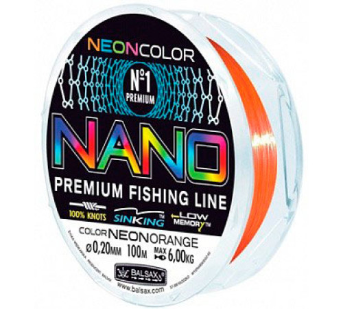 Леска монофильная Balsax Nano Neon Orange 30 м