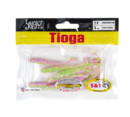 Силиконовые приманки Lucky John Pro Series TIOGA 2.4in T92, 9шт, виброхвост