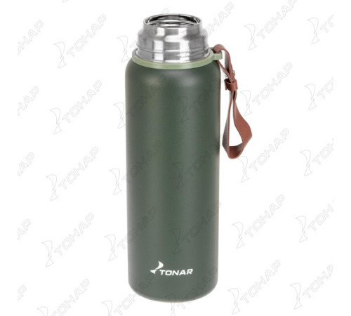 Термос (T-KD-7030-0.9) 900ML хаки (пробка-ситечко, крышка-кружка, ремешок) TONAR