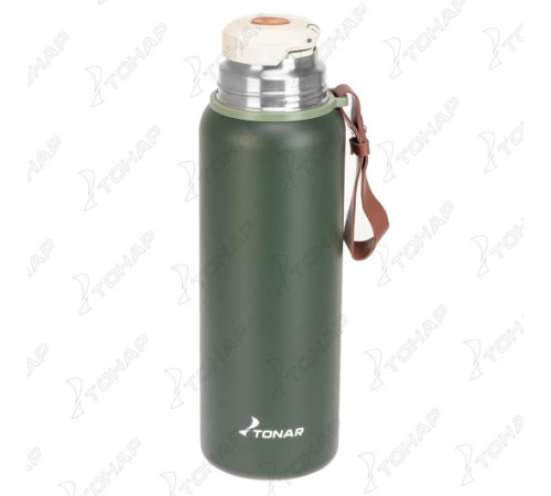 Термос (T-KD-7030-0.9) 900ML хаки (пробка-ситечко, крышка-кружка, ремешок) TONAR