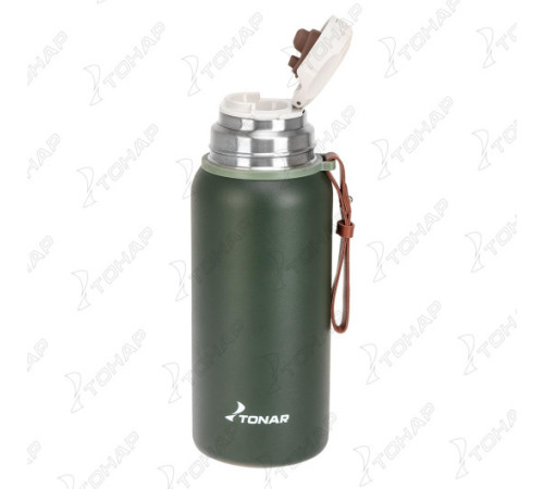 Термос (T-KD-7030-0.7) 700ML хаки (пробка-ситечко, крышка-кружка, ремешок) TONAR