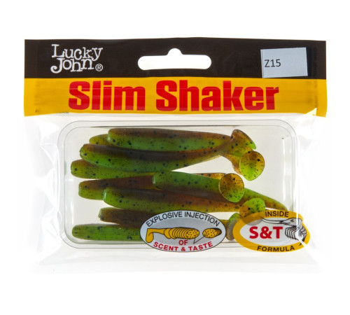Силиконовые приманки Lucky John Pro Series SLIM SHAKER 3,0in Z15, 9шт, виброхвост