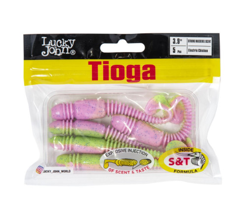 Силиконовые приманки Lucky John Pro Series TIOGA 3.9in T92, 5шт, виброхвост