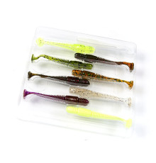 Силиконовые приманки Lucky John Pro Series TIOGA 2.4in MIX1, 9шт, виброхвост