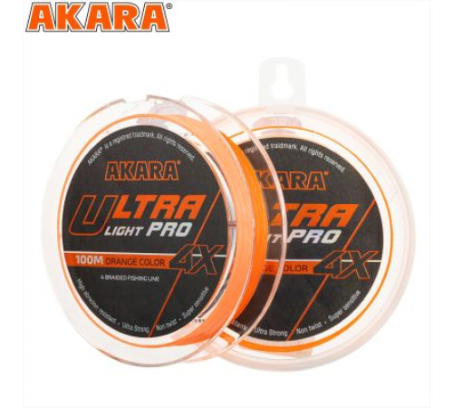 Плетёный шнур Akara Ultra Light PRO Orange (100м), 0,08мм