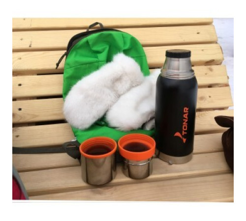 Термос TONAR 750ML HS.TM-038  черный (2 крышки-кружки)