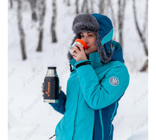 Термос TONAR 750ML HS.TM-038  черный (2 крышки-кружки)