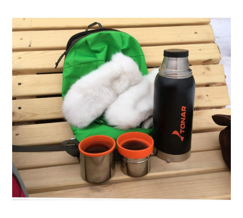 Термос TONAR 750ML HS.TM-038  черный (2 крышки-кружки)
