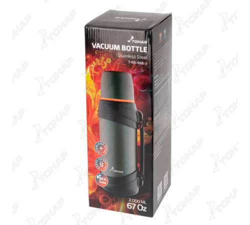 Термос (T-KD-938-2) 2000ML хаки (дополн.пласт.чашка, ручка) TONAR