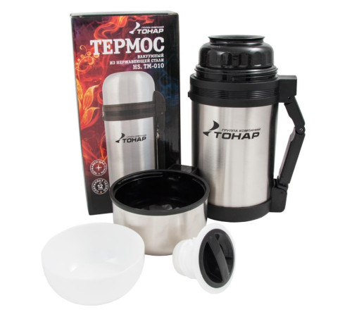 Термос TONAR 1000ML HS.TM-010  (дополн.пласт.чашка, скл.ручка, ремень)