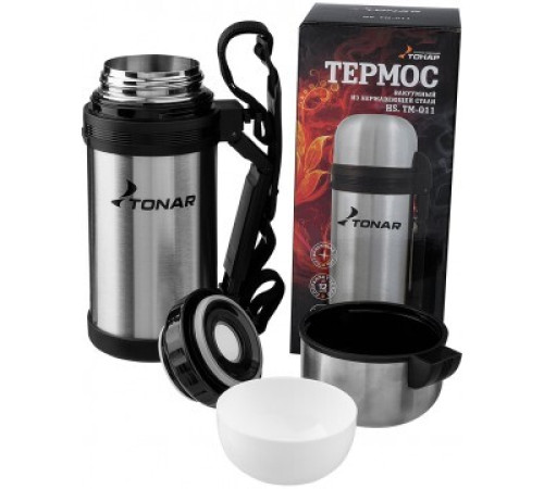 Термос TONAR 1000ML HS.TM-010  (дополн.пласт.чашка, скл.ручка, ремень)