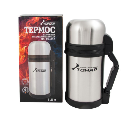 Термос TONAR 1000ML HS.TM-010  (дополн.пласт.чашка, скл.ручка, ремень)