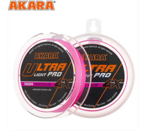 Плетёный шнур Akara Ultra Light PRO Pink (100м), 0,1мм