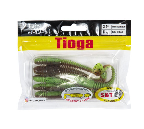 Силиконовые приманки Lucky John Pro Series TIOGA 3.4in Z15, 6шт, виброхвост