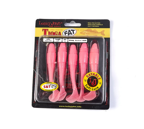 Силиконовые приманки Lucky John Pro Series TIOGA FAT 3.9in F05, 5шт, виброхвост