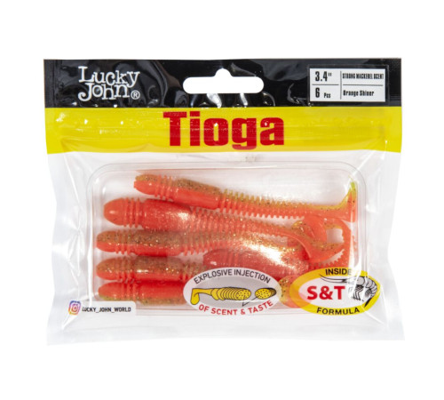 Силиконовые приманки Lucky John Pro Series TIOGA 3.4in Z12, 6шт, виброхвост