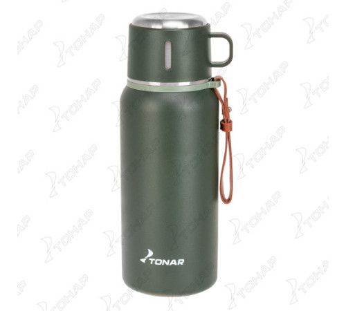 Термос (T-KD-7030-0.7) 700ML хаки (пробка-ситечко, крышка-кружка, ремешок) TONAR