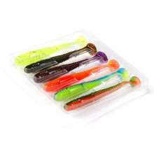 Силиконовые приманки Lucky John Pro Series TIOGA 3.4in MIX1, 6шт, виброхвост