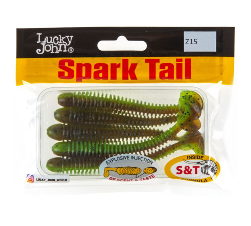 Силиконовые приманки Lucky John Pro Series Spark Tail 4,0in Z15, 5шт, виброхвост