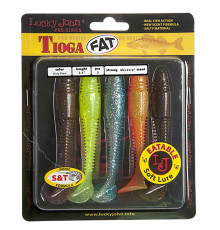 Силиконовые приманки Lucky John Pro Series TIOGA FAT 3.9in MIX1, 5шт, виброхвост