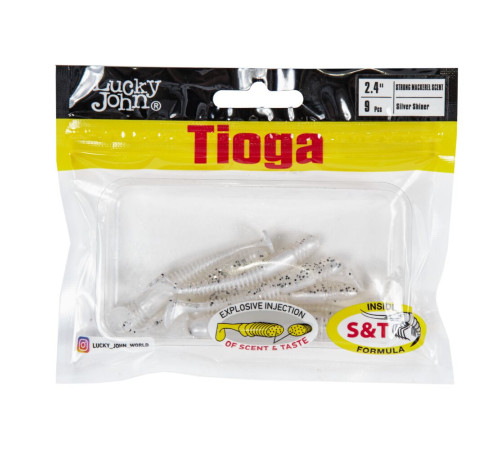 Силиконовые приманки Lucky John Pro Series TIOGA 2.4in Z02, 9шт, виброхвост