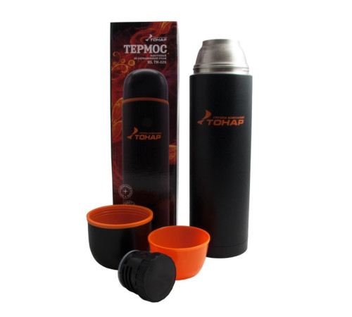 Термос TONAR 1200ML HS.TM-026  черный (дополн.пласт.чашка)