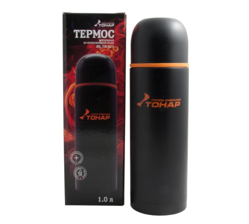 Термос TONAR 1000ML HS.TM-025  черный (дополн.пласт.чашка)