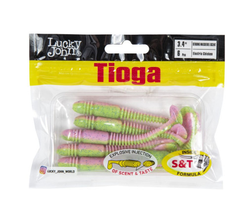 Силиконовые приманки Lucky John Pro Series TIOGA 3.4in T92, 6шт, виброхвост