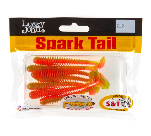 Силиконовые приманки Lucky John Pro Series Spark Tail 3,0in Z12, 7шт, виброхвост