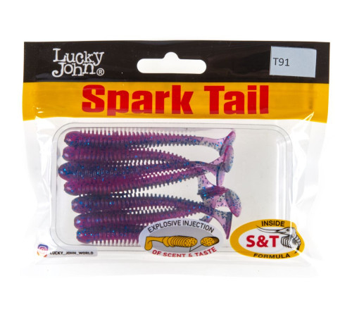 Силиконовые приманки Lucky John Pro Series Spark Tail 3,0in T91, 7шт, виброхвост