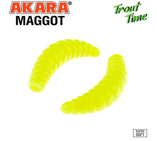 Силиконовые приманки Akara Trout Time MAGGOT 1.3 Cheese, форелевая, 33 мм, цвет #04Y, 12 шт.