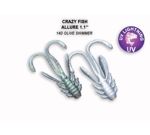 Силиконовая приманка Crazy Fish Allure 1.1" 46-27-14d-6, цвет #14d, 10 шт.