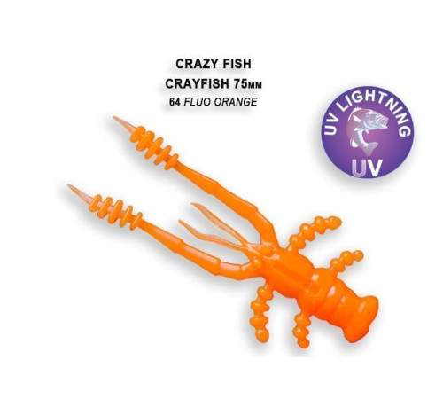 Силиконовая приманка Crazy Fish Crayfish 3" 34-75-64-6, цвет #64, 7 шт.