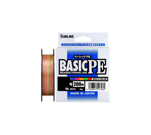 Шнур плетеный Sunline Basic PE HG 200m (Multicolor 5C) #2.0/0.242mm 35lb/15.5kg