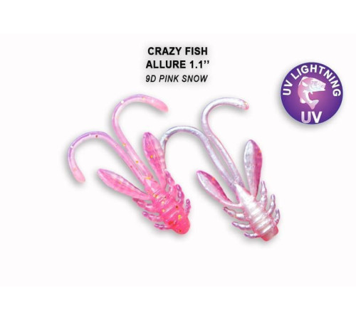 Силиконовая приманка Crazy Fish Allure 1.1" 46-27-9d-6, цвет #9d, 10 шт.