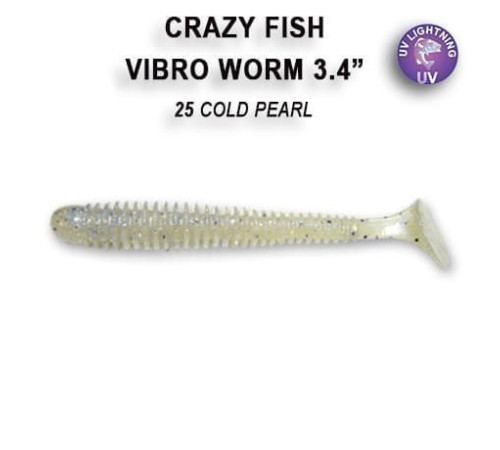 Силиконовая приманка Crazy Fish Vibro worm 3.4" 12-85-25-6, цвет #25, 5 шт.