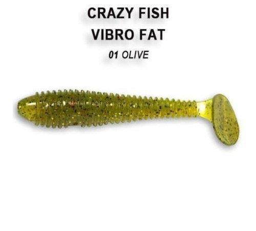Силиконовая приманка Crazy Fish Vibro fat 2.7" 1-71-1-6, цвет #1, 5 шт.