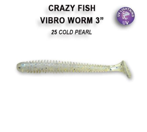 Силиконовая приманка Crazy Fish Vibro worm 3" 11-75-25-6, цвет #25, 5 шт.