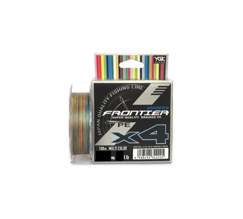 Шнур плетеный YGK Frontier Assorted x4 100m (мульт.) #1.2/0.185mm 12lb/5.4kg
