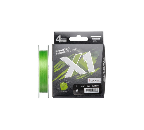 Шнур плетеный Favorite X1 PE 4x 150m #0.4/0.104mm 8lb/3.5kg (l.green)