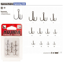 Крючок тройник Kujira 536 BN на пенке, №4, 8 шт